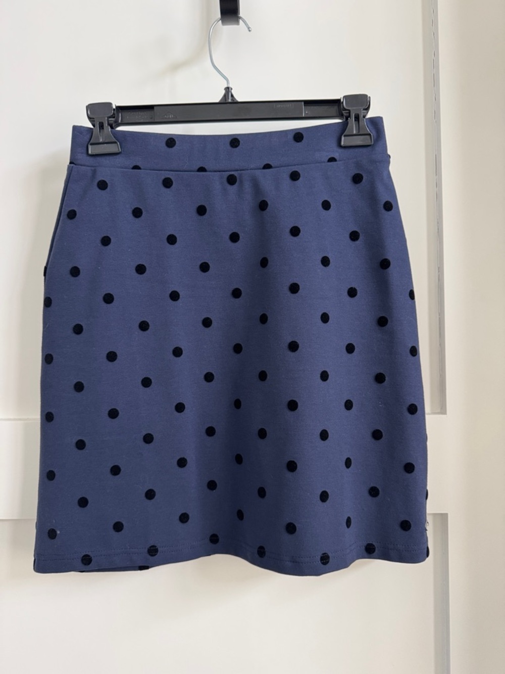 Joules Navy A-Line Skirt with Black Polka Dots